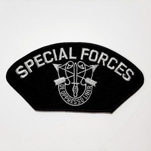 Special Forces Embroidered Patch 3"x6" Black/Silve